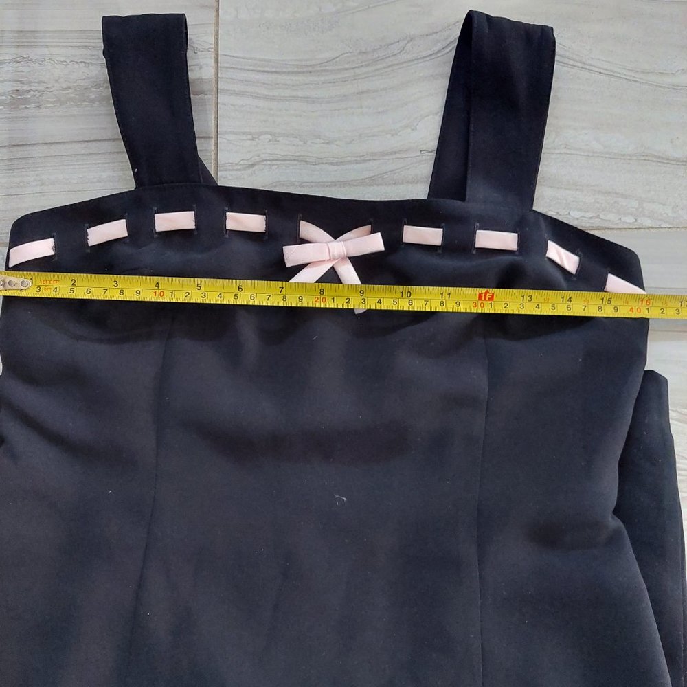 Laura Sheath Dress with Baby Pink Ribbon Detail Size 4-6/S Black/Pink - Picture 6 of 8